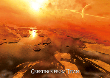 3D-Postkarte GRÜSSE VOM  SATURNMOND TITAN